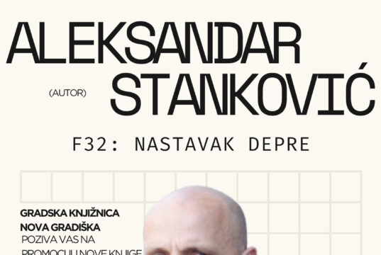 Predstavljanje knjige “F32” Aleksandra Stankovića u ponedjeljak u Gradskoj vijećnici