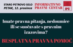 IPC – U petak 12. prosinca besplatna pravna pomoć za građane Općine Staro Petrovo Selo
