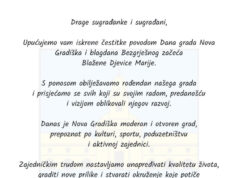 Čestitka vodstva grada povodom Dana Grada i blagdana Bezgrješnog začeća BDM