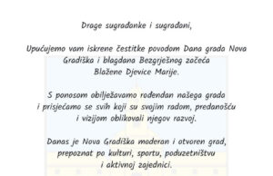 Čestitka vodstva grada povodom Dana Grada i blagdana Bezgrješnog začeća BDM
