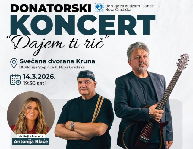 Dalmatino i Marko Kutlić pjevaju na donatorskom koncertu “DAJEM TI RIČ” za djecu s autizmom