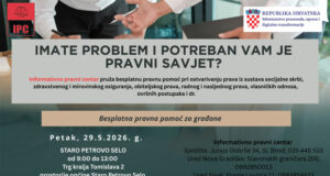 IPC – Sutra u petak 29. svibnja BESPLATNA PRAVNA POMOĆ za građane Općine Staro Petrovo Selo od 9 do 13 sati
