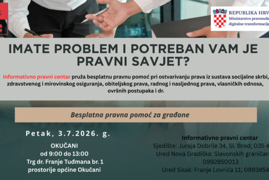 IPC – U petak 3. srpnja BESPLATNA PRAVNA POMOĆ za građane Općine Okučani od 9 do 13 sati