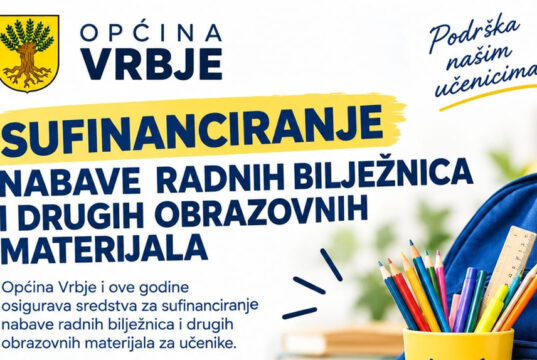 Općina Vrbje sufinancira radne bilježnice i ostali obrazovni materijal osnovnoškolcima