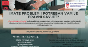 IPC – U petak 16. listopada BESPLATNA PRAVNA POMOĆ za građane Općine Staro Petrovo Selo od 9 do 13 sati